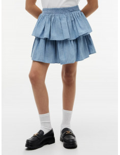 Chambray Tiered Skirt